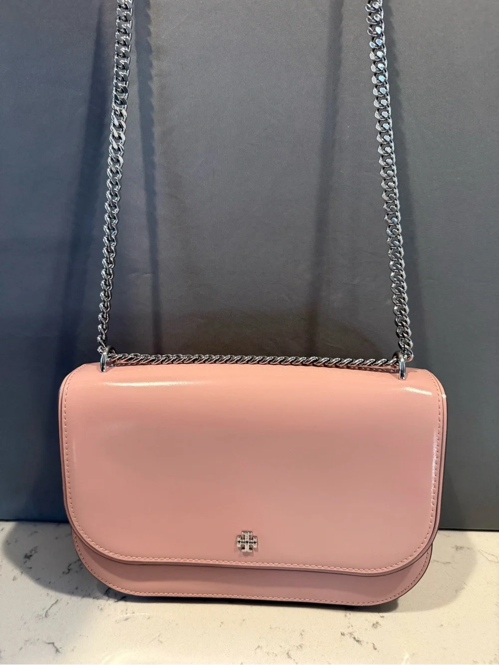 Tory Burch Pale Pink Leather Chain Crossbody Bag